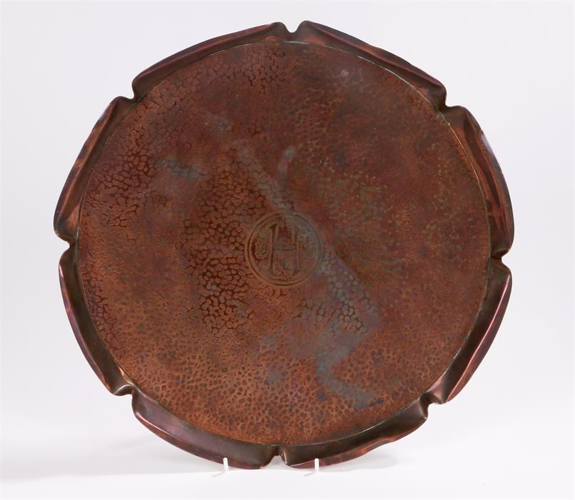 Copper tray, by repute made at Burrells of Thetford from spare pieces at the factory, the central