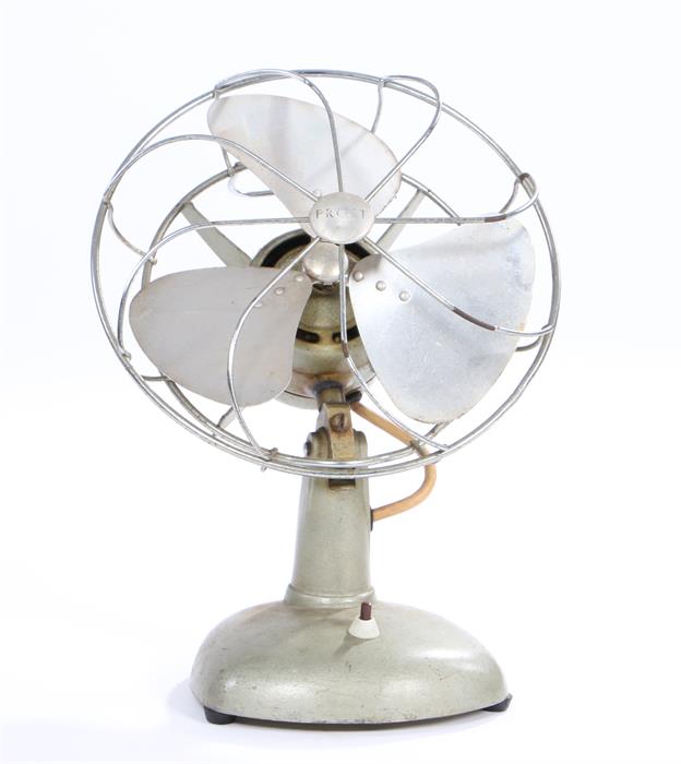 Rotating desk fan by H. Frost and Co (Engineers) Ltd Walsall, on a domed shaped base with push