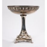 W.M.F. silver plated comport, with pierced reeded fruiting vine decorated bowl, on a tapering stem