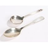 Georg Jensen danish silver dessert spoon with beaded handle, Georg Jensen Danish sterling silver