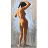 Thomas Barry Hudson (B1943), "Figure Sketch", study of a standing female nude, signed oil on