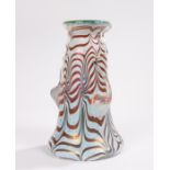 Sergio Rossi Murano glass vase, the green interior and exterior decorated in white and pale red