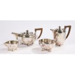 James Dixon and Sons silver plated tea set, comprising teapot, hot water jug, milk jug and sugar