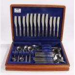 Viners of Sheffield "Love Story" six place canteen of stainless steel cutlery, housed in a blue