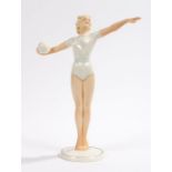 Schaubach Kunst porcelain figure depicting a lady holding a ball in her right hand, her left arm