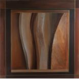 Valerie Chandler, signed oil on canvas, brown abstract study, dated 2002, 113cm square