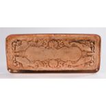 Arts and Crafts Newlyn copper tray, the central field embossed with fish, shells and seaweed,