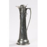 Art Nouveau pewter claret jug by Walter Scherf and Co Nuremberg, the domed cover with heart motif