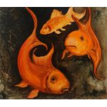 Anthony Egan, "Red Fish", oil on panel, in a glazed pine frame, signed and titled to the reverse,