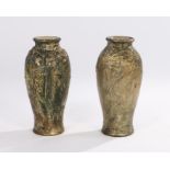 Near pair of Royal Doulton Keramet vases by Francis Pope, each modelled in relief with a mermaid