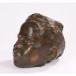 Pottery study of a girls head, 17cm high