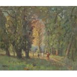 John Donley (1886-1959) Cows in a forest lane, signed oil on canvas, 61cm x 51cm