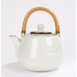 Lucie Rie (1902 - 1995) stoneware teapot, the domed body with all-over white glaze, the lid with a