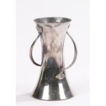 James Dixon and Sons Art Nouveau vase, with wasted central section and scrolled handles, 13cm high