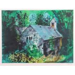 John Piper (1903-1992), Old Church of Mynachlogddu, artists proof coloured etching, Signed in pencil