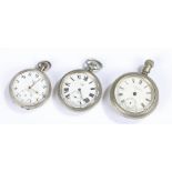 Three large military style open-faced pocket watches, Elgin, the case 58mm, Limit (2), the case