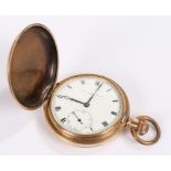 Thos. Russell & Son Liverpool gold plated Hunter pocket watch, with a white enamel signed dial