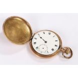 Dennison rolled gold case gentleman's hunter pocket watch, 50mm diameter