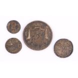 William IV Half Crown, 1836, together with a William Sixpence and a Anne Maundy three and ten Pence,