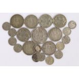 Pre 1947 coin collection, from a George VI Crown to Sixpence pieces, and further coins, (qty)