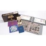 Collection of coins, to include Silver proof 80th Birthday Crown, coins sets, a folder of coins to