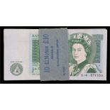 Bank of England consecutive run of ten £1 banknotes, J Page, D14 571950 to D14 571959, with money