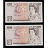 Bank of England £10 Banknotes, J B Page and G M Gill, brown and orange, E30 109580 and JN12