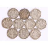 Edward VII Half Crown collection, ten in total with various dates, (10)