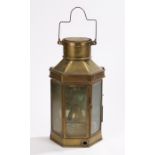 Ships brass lamp, with an angled front, 40cm high