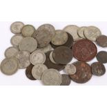 Collection of coins, to include a selection of pre 1947 coins, George III Pennies, George V Mary