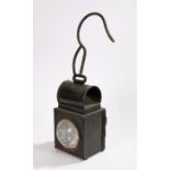 GER splitter lamp. Oulton Broad, with a hook top above the arch and rectangular body, 58cm high