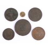 Tokens, to include Norwich Two Penny, Bank of Upper Canada 1850, Christopher Jennett Stockton