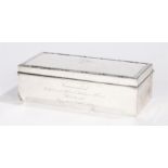 World War II silver presentation cigarette box, assayed for London 1905, maker William Comyns the