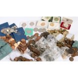 Coins, to include Crowns, various English denominations, Decimal sets, Isle of Man Crowns 1970, etc,
