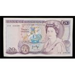 Bank of England £20 Banknote, J B Page, purple, A12 248295