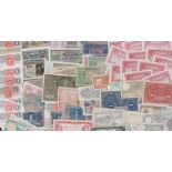 Banknotes, a collection of World banknotes to include Germany, Algeria, Russia, Italy, Brunei,