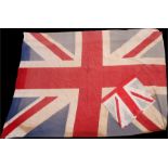 Union Jack flag, 280cm x 115cm, together with a smaller flag 77cm x 49cm, (2)