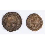 Elizabeth I Shilling, reverse with shield, together with a Elizabeth I Sixpence, (2)