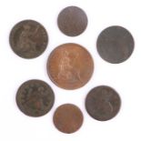 Collection of coins, to include Charles II Halfpenny, Farthing, 1723 Halfpenny, George IV Penny,
