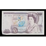 Bank of England £20 Banknote, D H F Somerset, purple, J27 730160