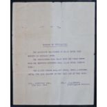 First World War Armistice interest. A summery of Information. A short typed letter from H.Q.