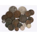 Collection of coins, to include George III Penny, George III Half Penny, George III Farthing,