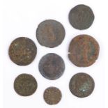 Ancient and Medieval coins, to include an Elizabeth II Half Groat, Jettons, silver Penny, etc, (