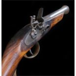 19th Century style flintlock pistol, steel lock plate with flared barrel, 51cm long