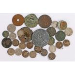 Collection of coins, to include Roman, Three pence pieces, Six Pence, George III Farthings, etc, (