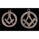 Two 9 Carat gold masonic pendants, 3.8 grams (2)