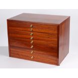 Mahogany collectors case, eight drawers with brass knobs, 55 cm wide x 35 cm deep x 42 cm in height