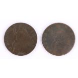 Two William & Mary Halfpennies, copper, 1694, (2)