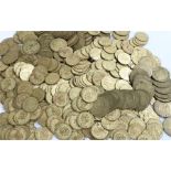 Large collection of gaming tokens, each with the bust of George III in gilt brass, over 300, (qty)