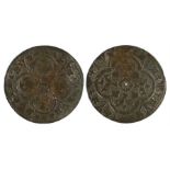 Edward III Jetton, (1312-1377) the obverse with four busts with circle surrounds, flowers to the